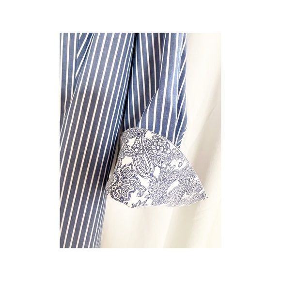 Plus Size Talbots Navy Blue & White stripes button down collared shirt S-20 WP - Picture 5 of 6